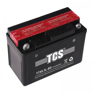 TCS摩托车干荷免维护水电池YTX6.5L-BS